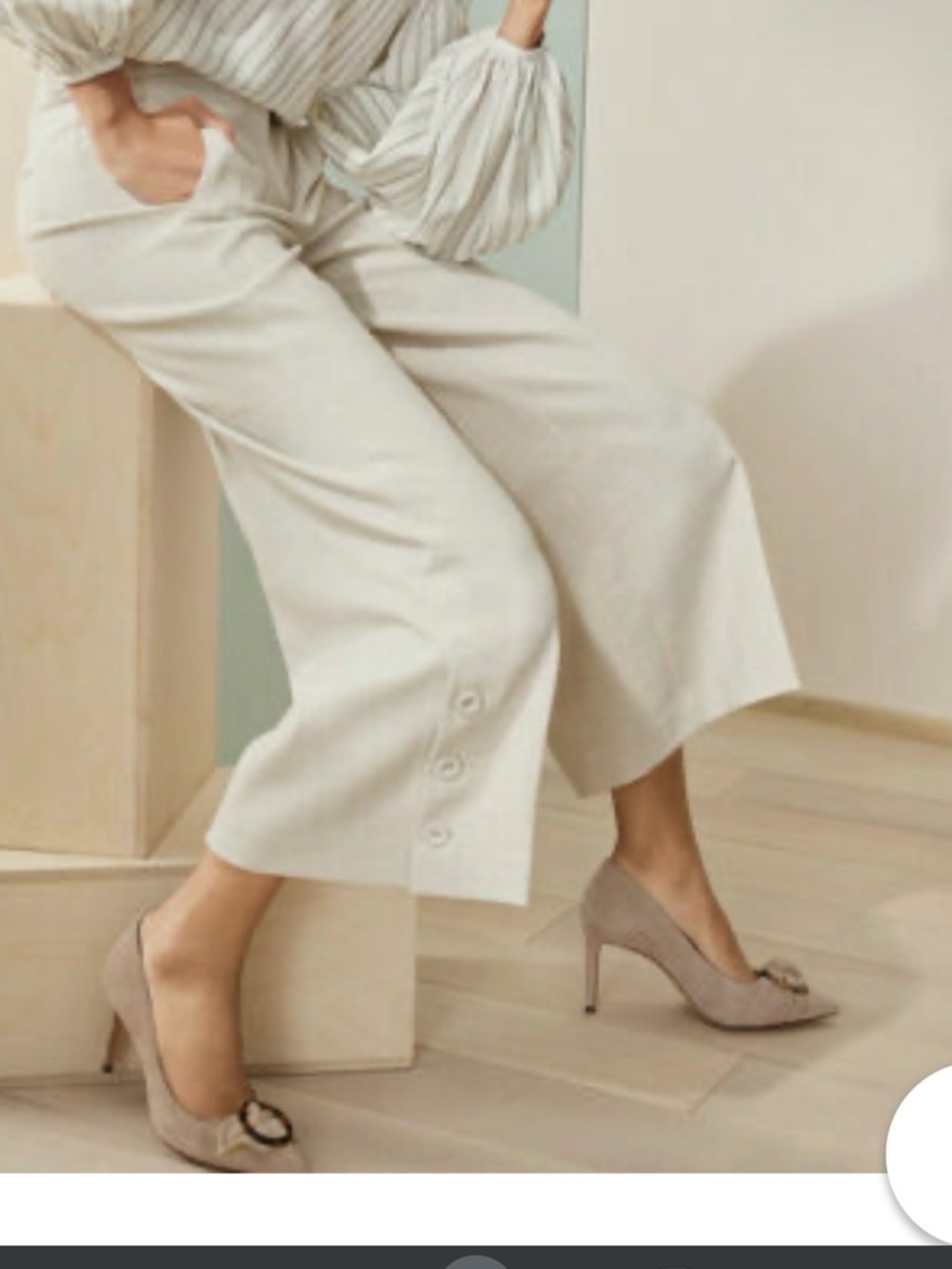 Ann Taylor Drapery Marina Wide -Leg Cropped Pants - Picture 3 of 17